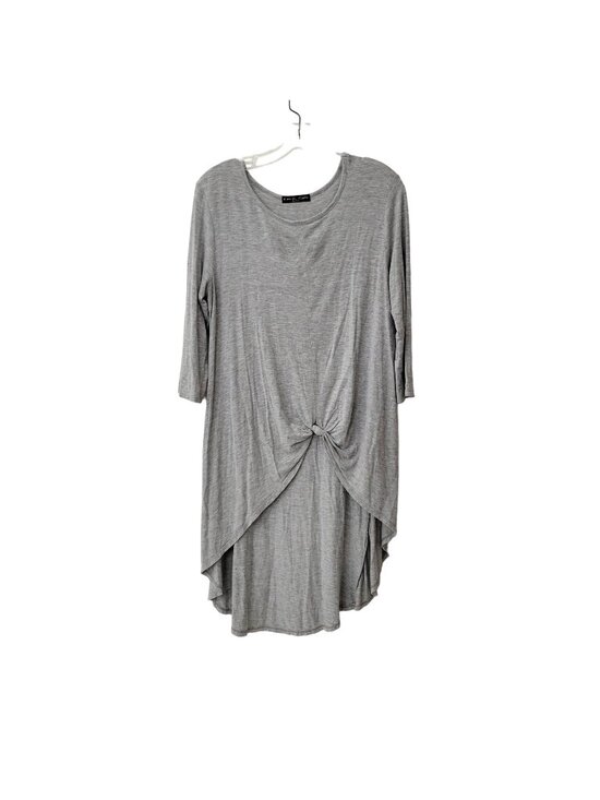 Kim and Cami Tops - Kim and Cami Grey Jersey High Low Tunic with Knotted Front
